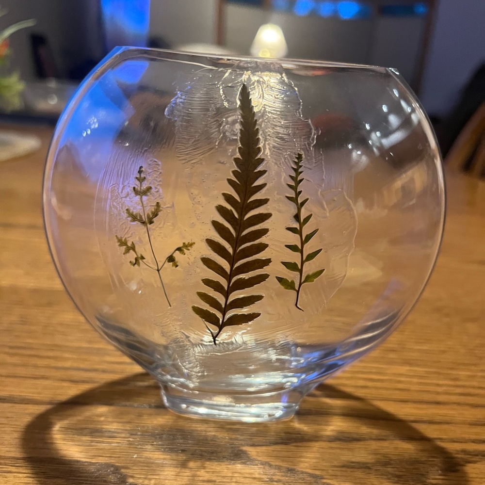 Glass Vase with Fern Design
